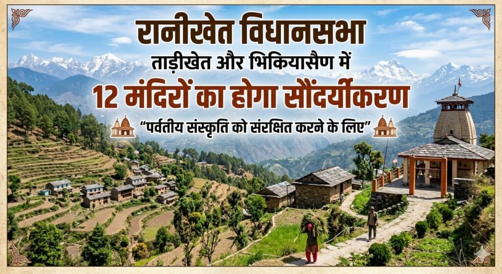 रानीखेत विधानसभा के ताड़ीखेत और भिकियासैण में 12 मंदिरों का होगा सौंदर्यीकरण। विधायक ने जताया मुख्यमंत्री का आभार।