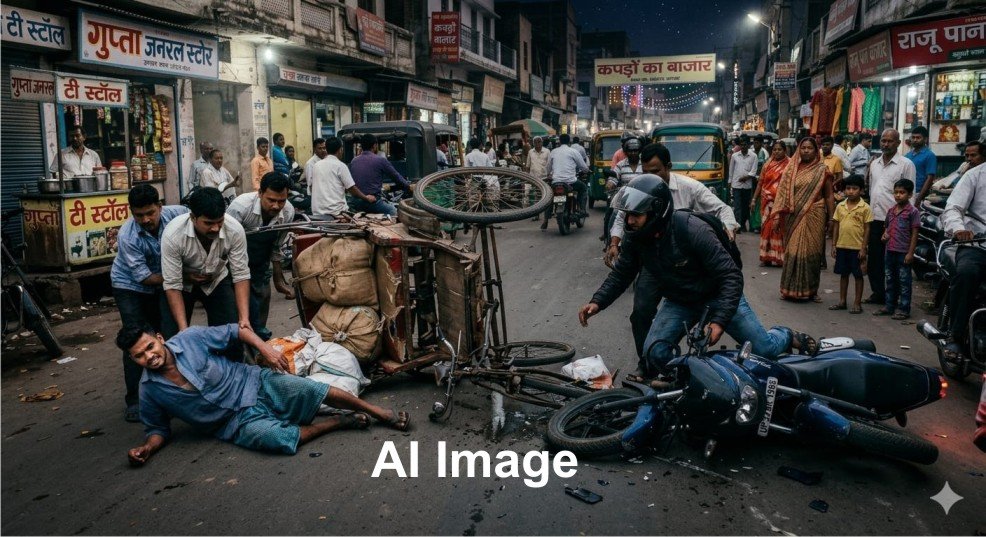 हल्द्वानी में तेज रफ्तार बाइक सवार ने रिक्शा चालक को टक्कर मार ले ली जान। हल्द्वानी में रोज हो रही है सड़क दुर्घटनाएँ, पुलिस हो रही नाकाम।