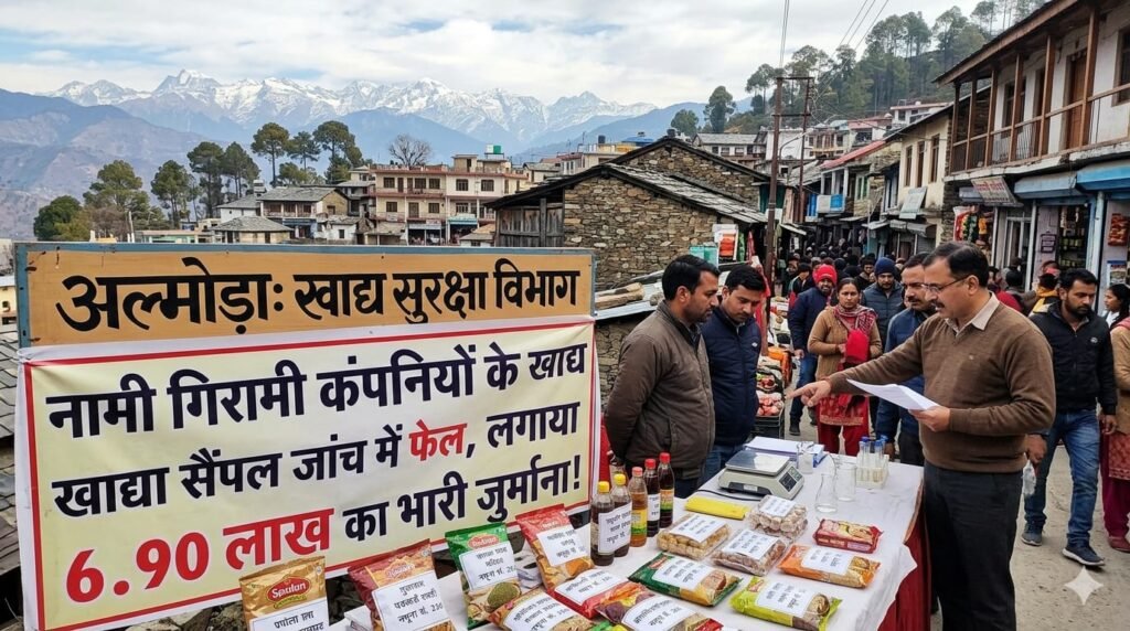 अल्मोड़ा में नामी गिरामी कंपनियों के खाद्य सैंपल जांच में फेल, लगाया 6.90 लाख का भारी जुर्माना।